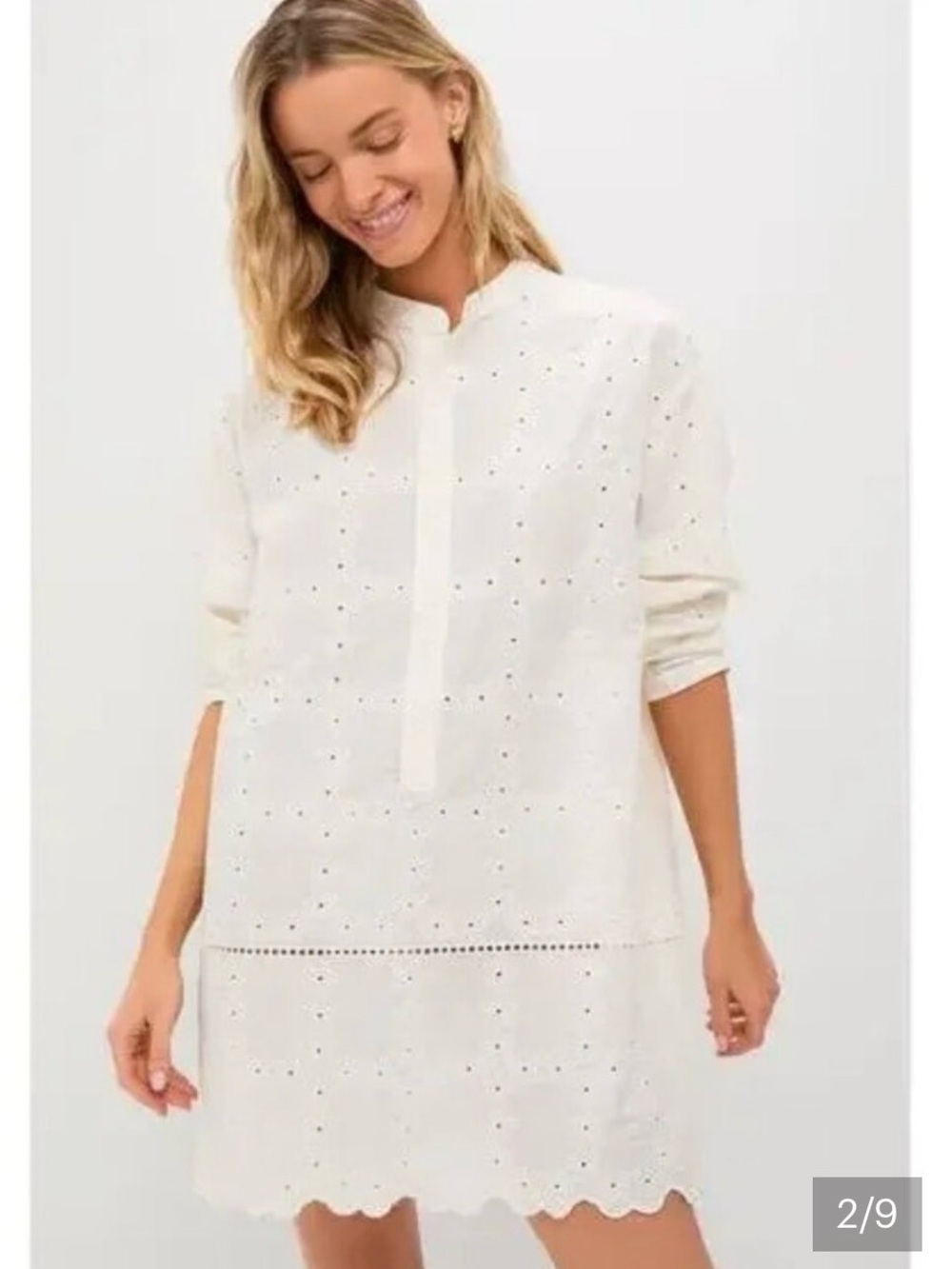 Tuckernuck Eyelet Tunic Dress in Cream by Hyacinth House - Picture 2 of 7